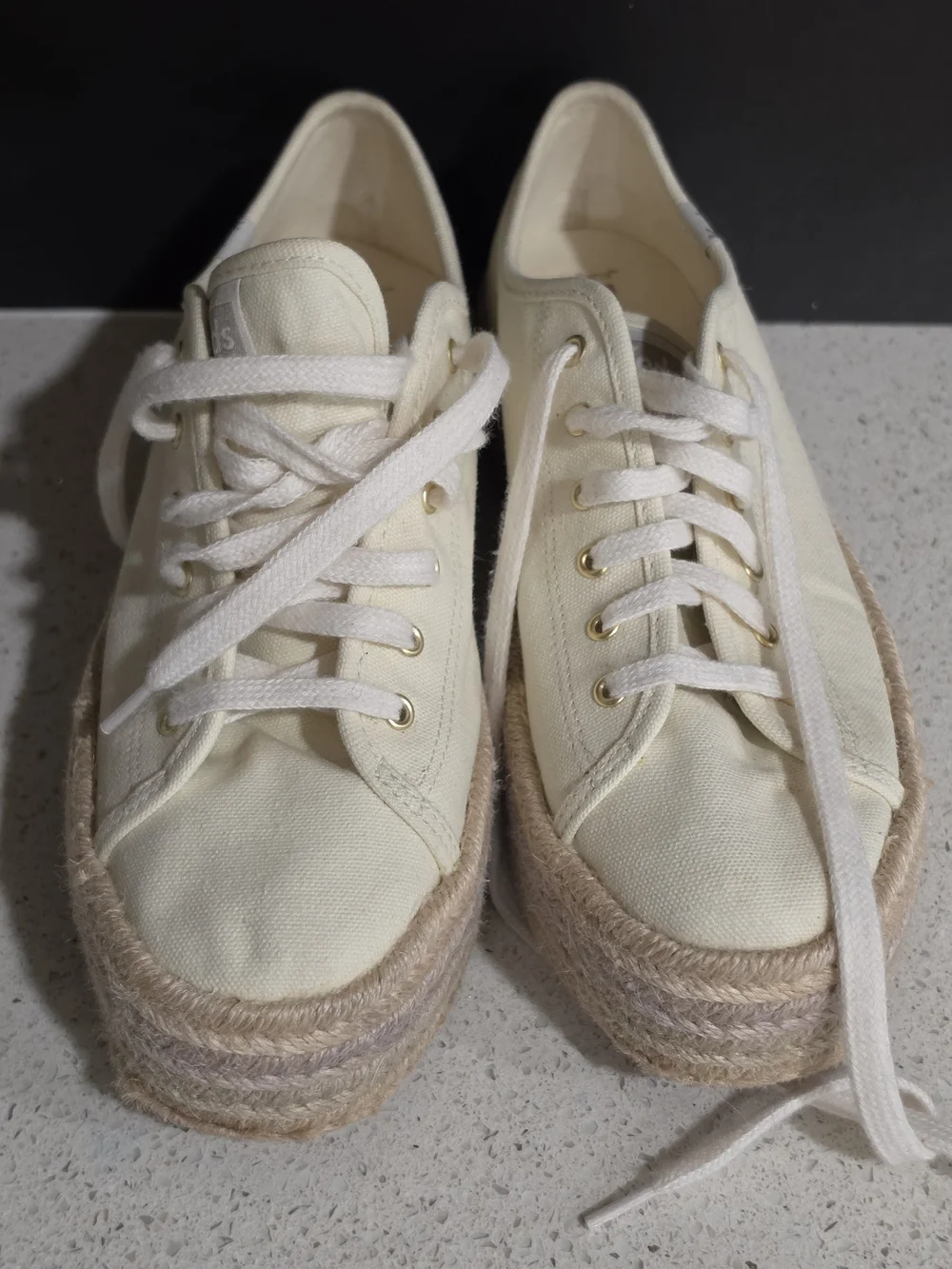 Women's Cream Canvas Platform Sneakers